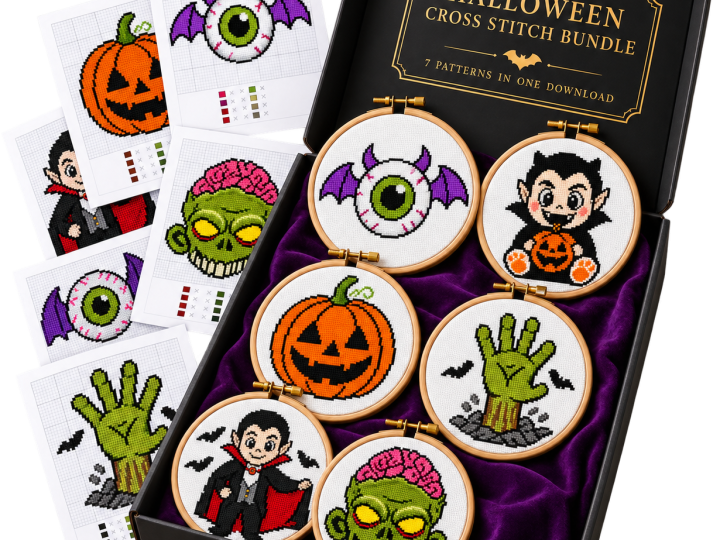 Halloween Cross Stitch Pattern Bundle - 7 Patterns PDF